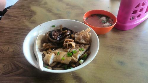 Yong tau foo with noodles and pork balls soup