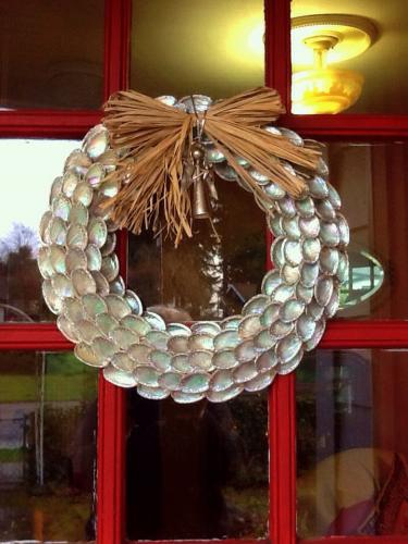 A shell wreathe for the front door