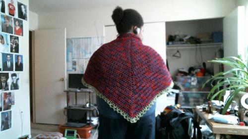 October Rust Birthday Shawl Over My Shoulders 25 April 2015