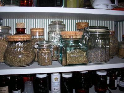 closeup of different jars