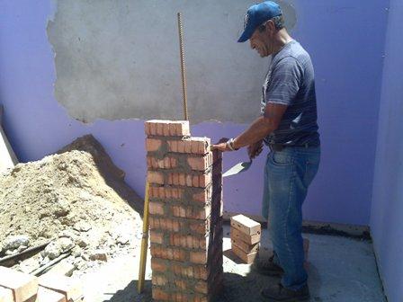 Our bricklayer at work.