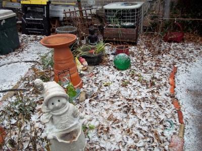 Backyard, doesn't the Snow Lady look pleased