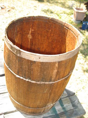 old wooden nail keg