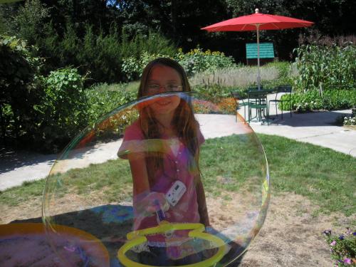 my daughter playing with the bubbles