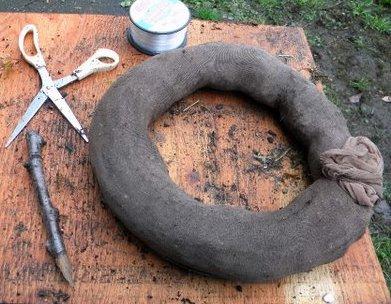 prepared soil filled panty hose ring